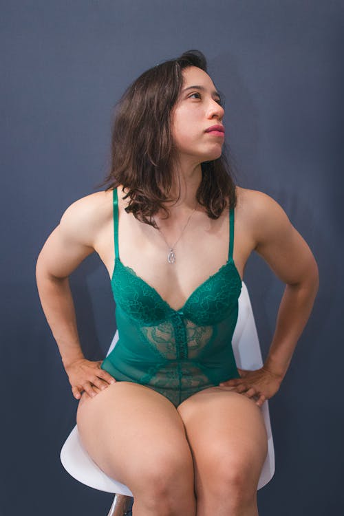 Woman in Green Bodysuit