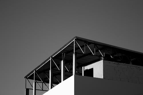 Sunlit Building in Black and White