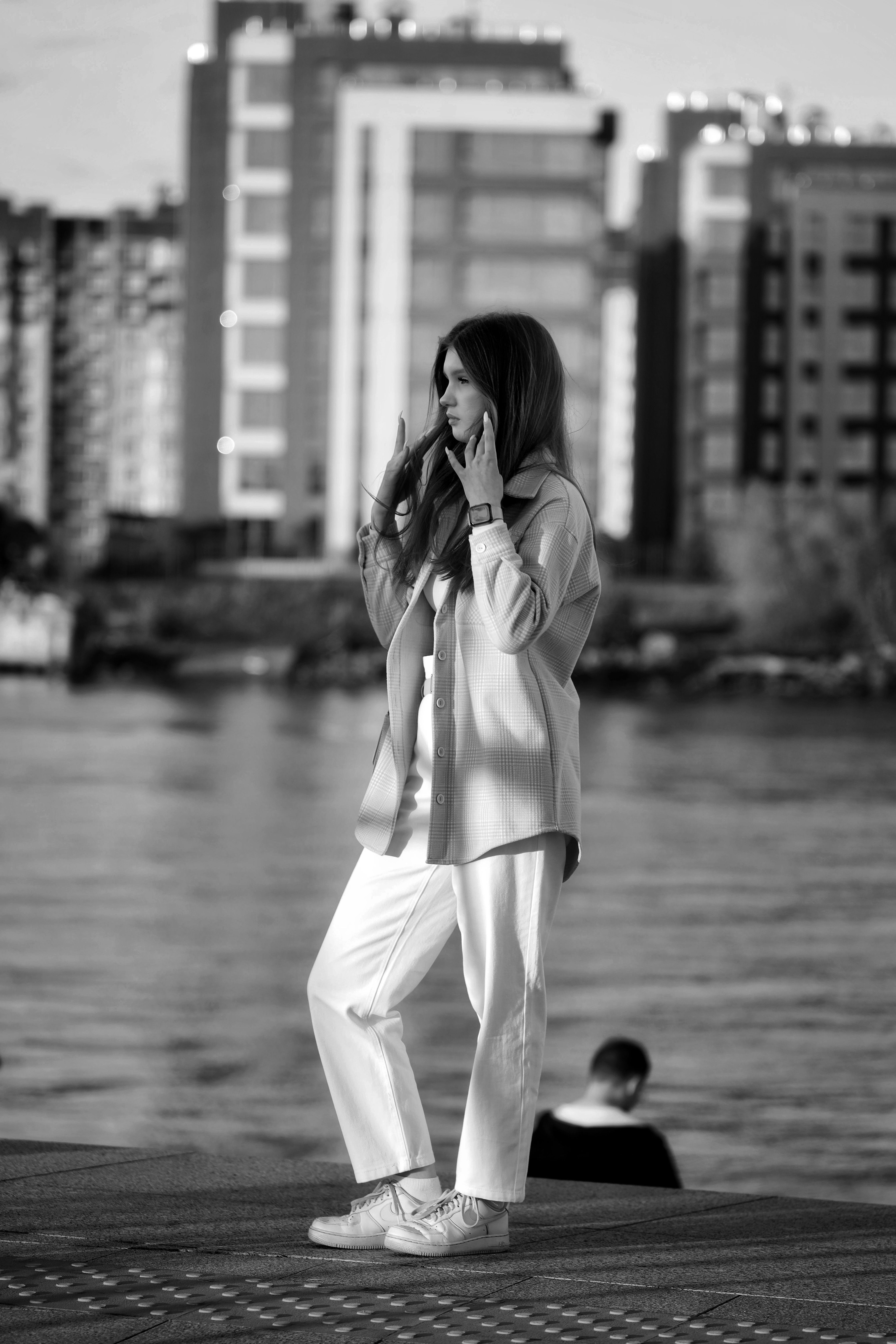 Woman in White Pants Sitting on Stairs · Free Stock Photo