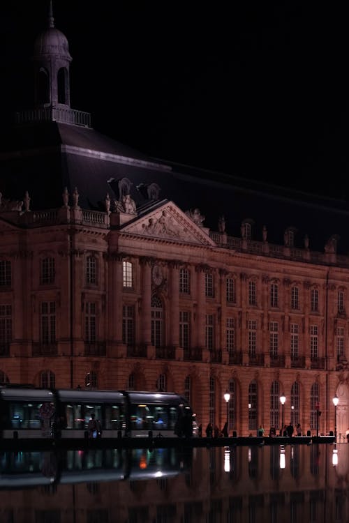 Illuminated Place de la Bourse at Night