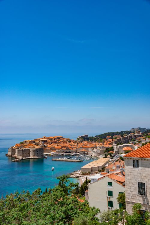 Free Iconic skyline of Dubrovnik, Croatia, with its stunning coastal cityscape and historic architecture. Stock Photo