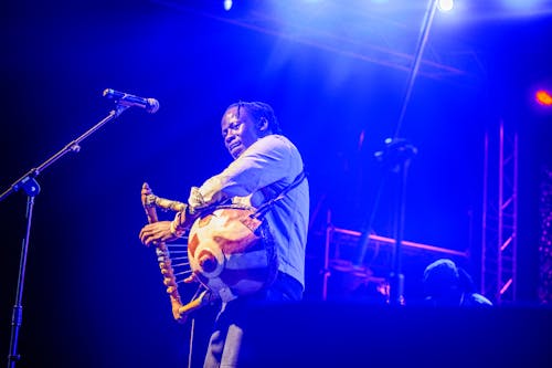 Man Playing Musical Instrument on Stage