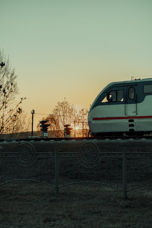 Clear Sky over Train at Sunset · Free Stock Photo