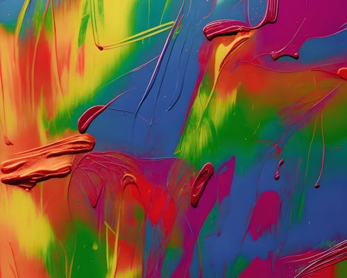 Bright Colorful Abstract Painting on Canvas