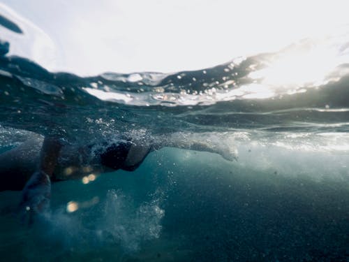 grátis Mulher Nadando Na água Foto profissional
