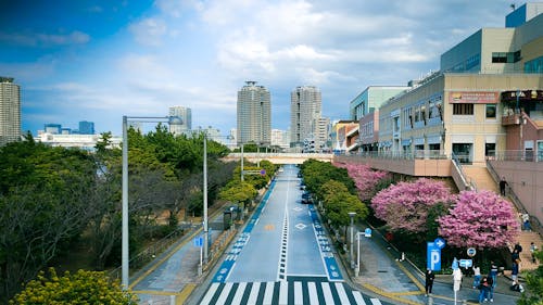 Cloudy skies and overlooking road at Odaiba