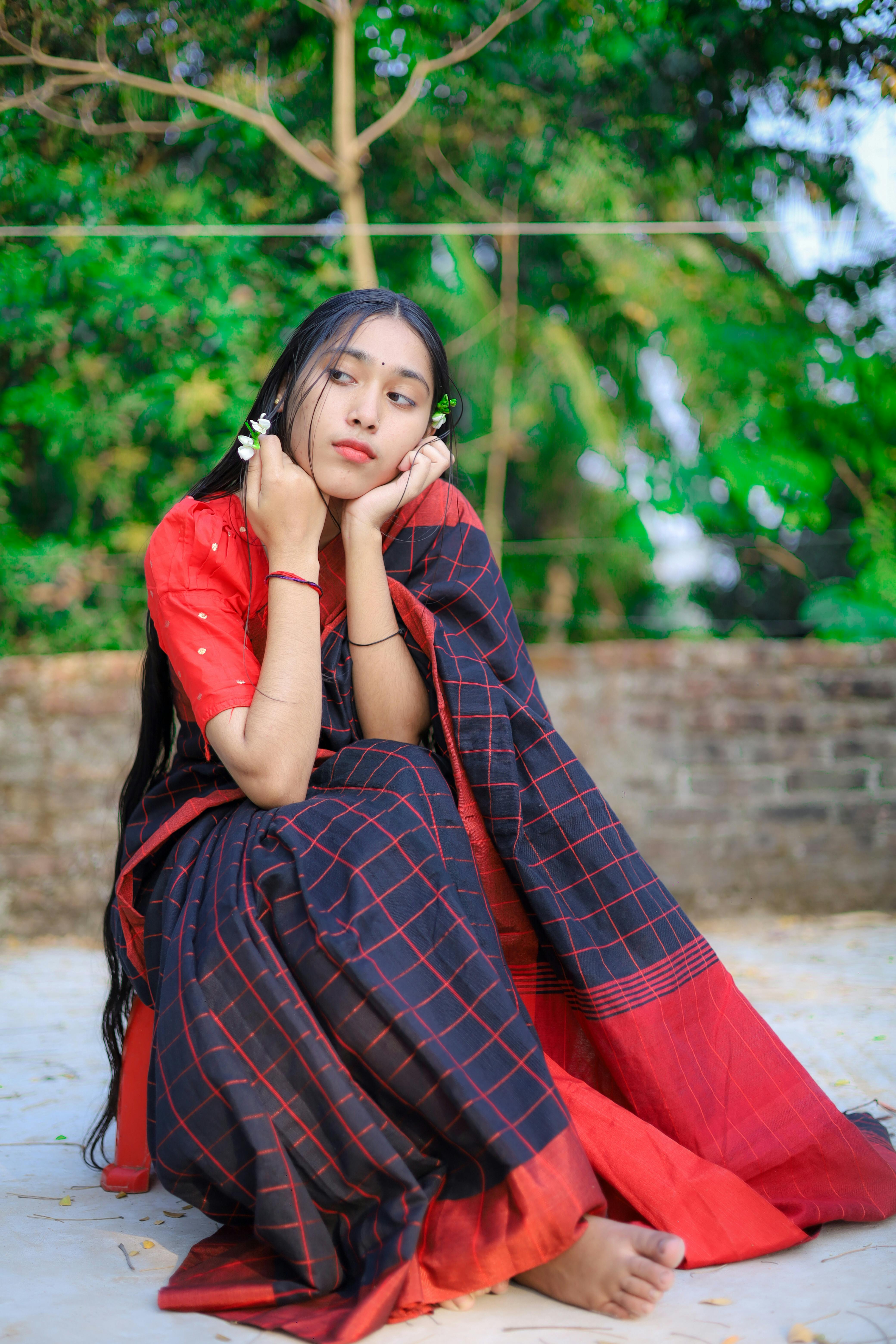 Indigo Dyed Authentic Assamese Traditional HandWoven Saree with Geometric  Motiffs - Sarees Women Apparel | World Art Community