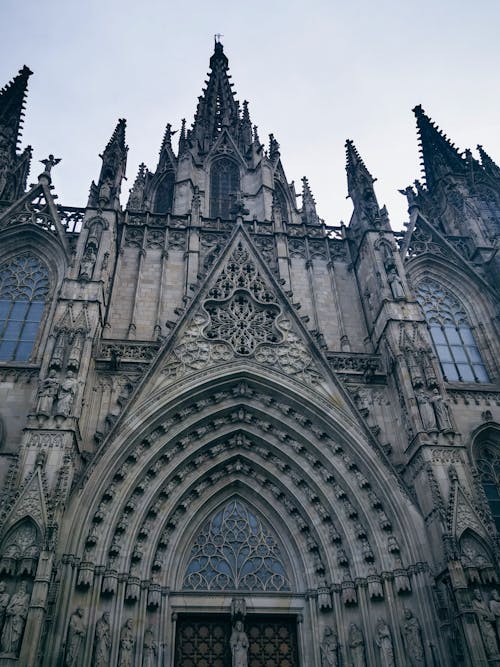 Facade of the Barcelona Cathedral in Barcelona, Spain 