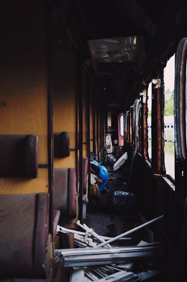 Interior Of An Abandoned Train 