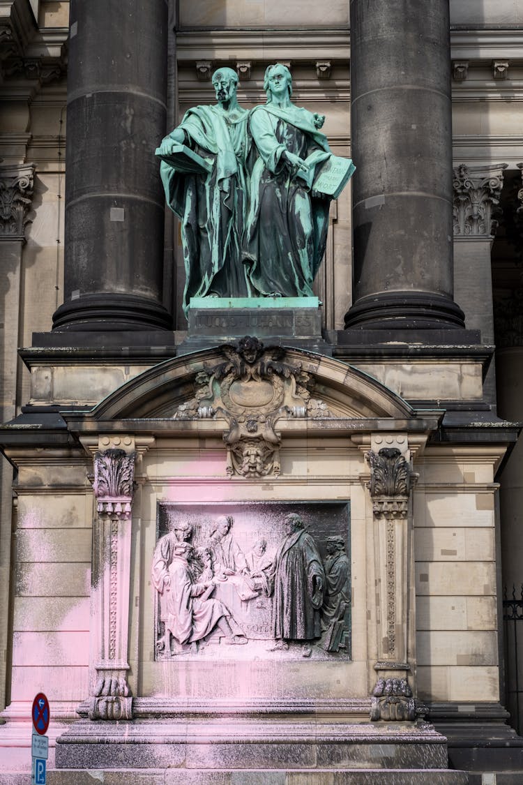 Paint On Relief And Statues In Berlin