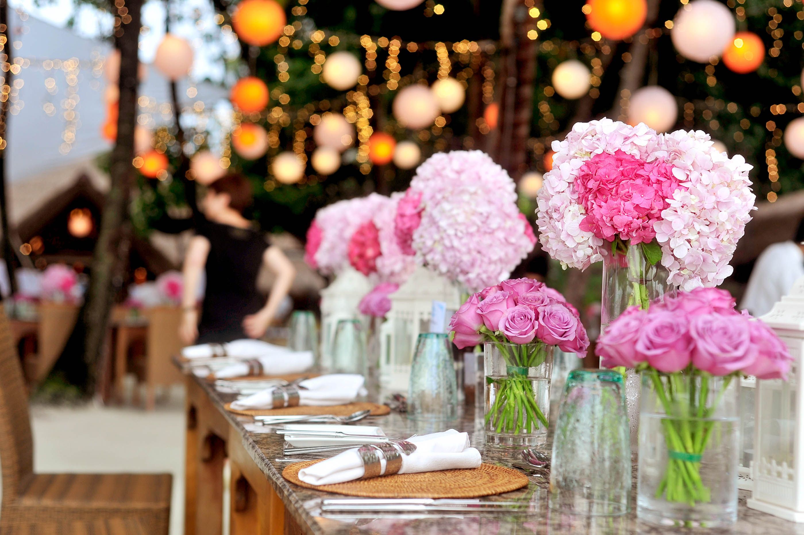 Elegant table settings before service