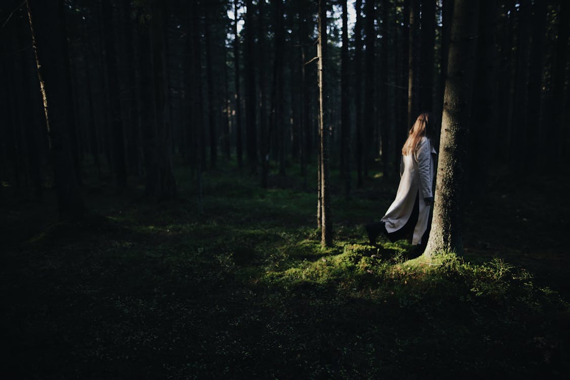 Woman Standing In The Forest