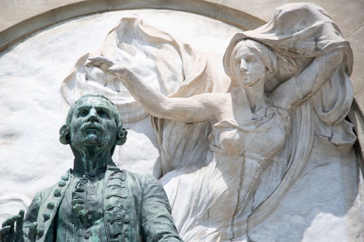 Close Up Of Statue Du Major Davel In Lausanne