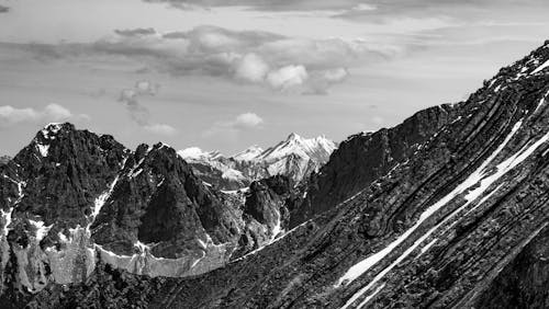 Barren Mountains Peaks in Black and White