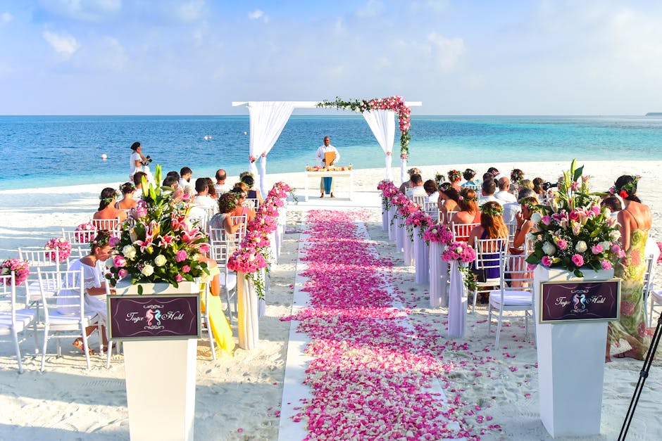 Cérémonie de mariage de plage pendant la journée