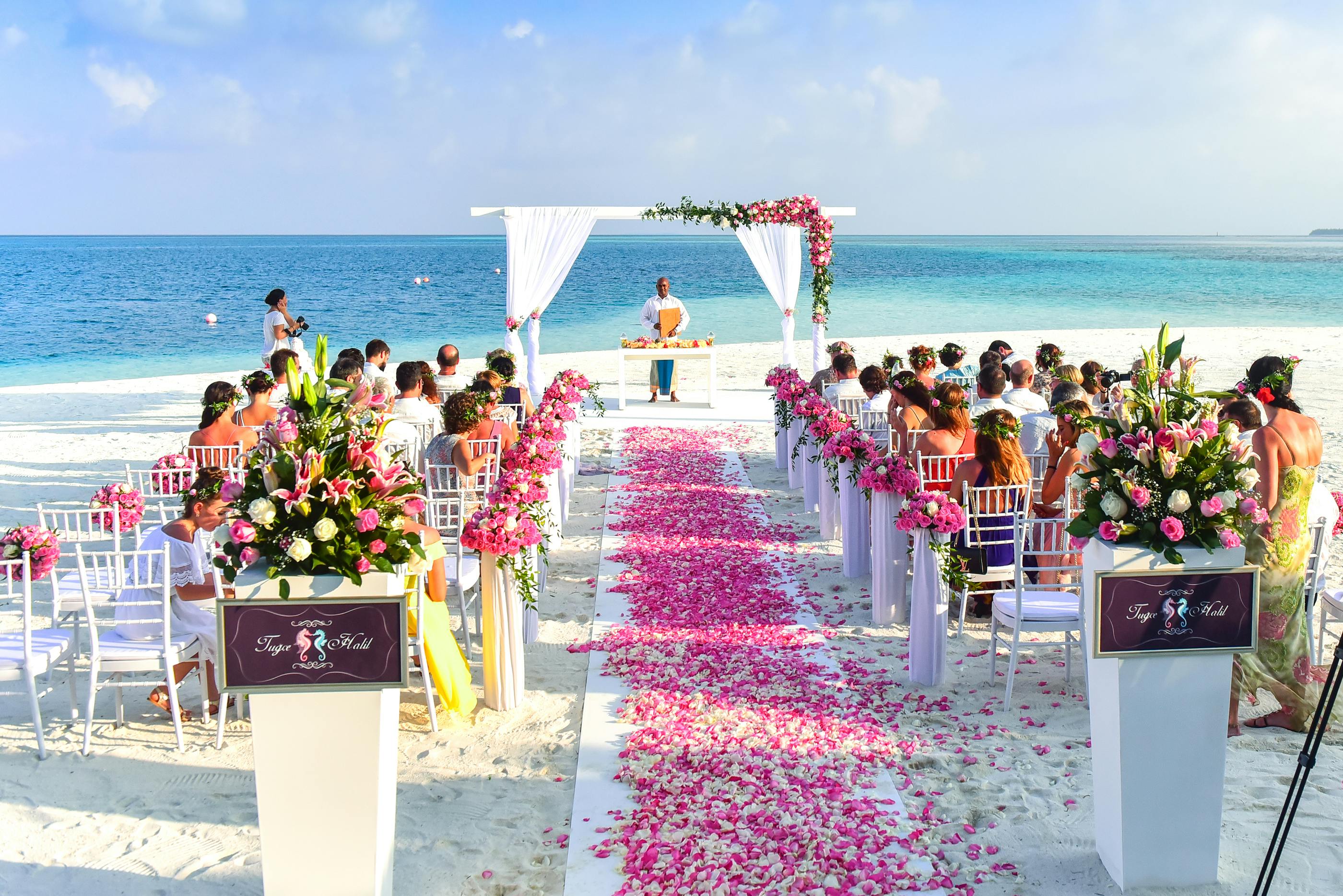 a beach wedding ceremony