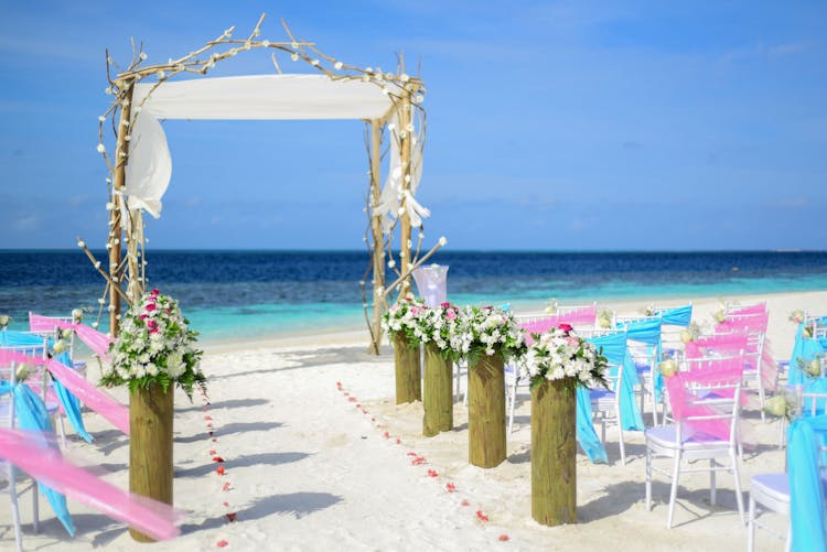 Beach Wedding Under Blue Sky