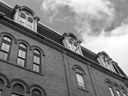 Vintage Building Wall in Black and White