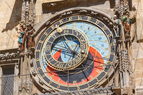 Sunlit Prague Astronomical Clock