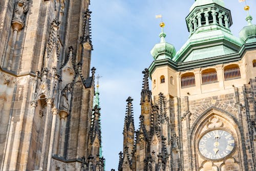 Close-up of the St. Vitus Cathedral Facade, Prague, Czech Republic