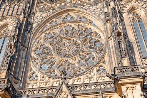 Details of the Facade of St. Vitus Cathedral in Prague, Czech Republic