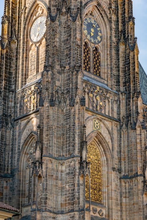 Close-up of the Facade of St. Vitus Cathedral in Prague, Czech Republic