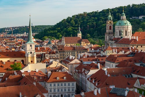 Panorama of Prague with the View of the Church of St Nicholas, Prague, Czech Republic