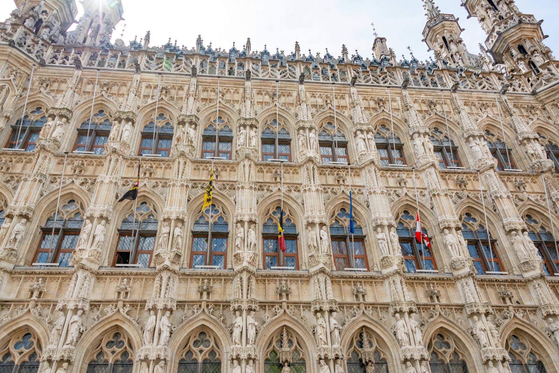 Facade of the Leuven Town Hall in Belgium