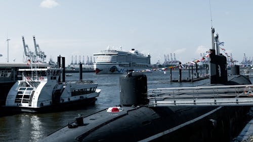 Cruise Ship in Port in Hamburg, Germany