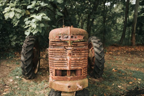 Remains of an Old Rusty Abandoned Tractor