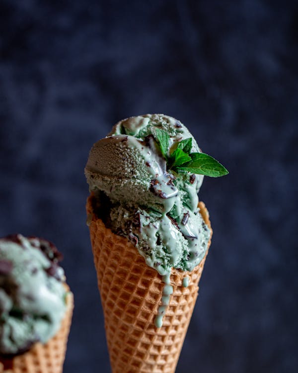 Free Mint Ice Cream in Cone Stock Photo