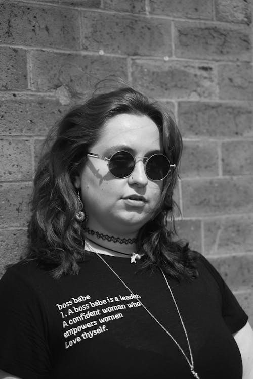 Portrait of Woman in Sunglasses in Black and White