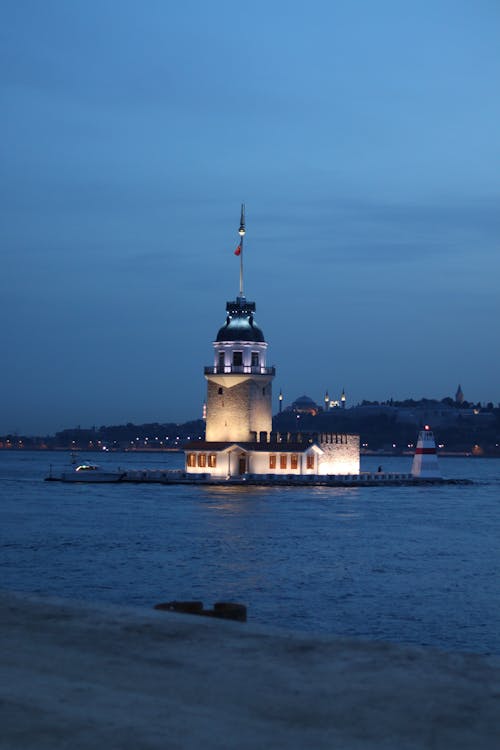 Maidens Tower on Bosporus Strait in Istanbul, Turkey