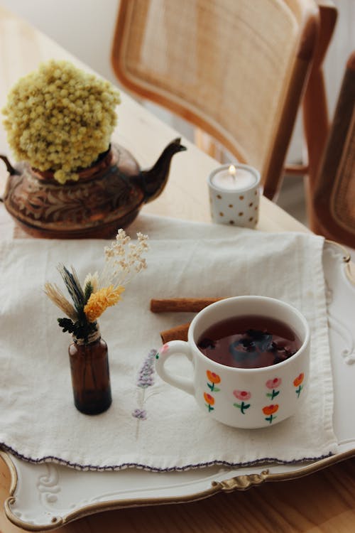 お茶, カップ, キャンドルの無料の写真素材