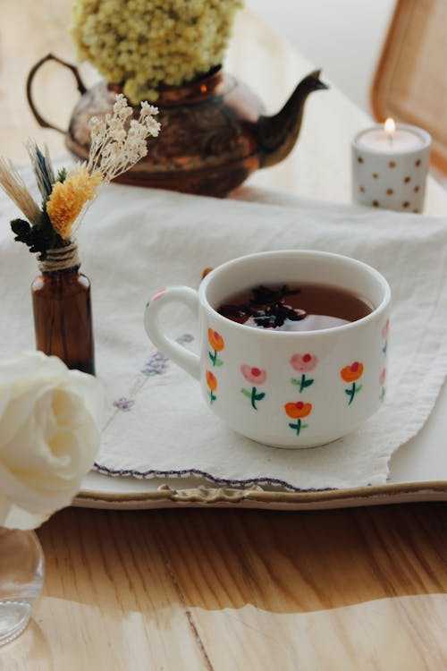 お茶, カップ, キャンドルの無料の写真素材