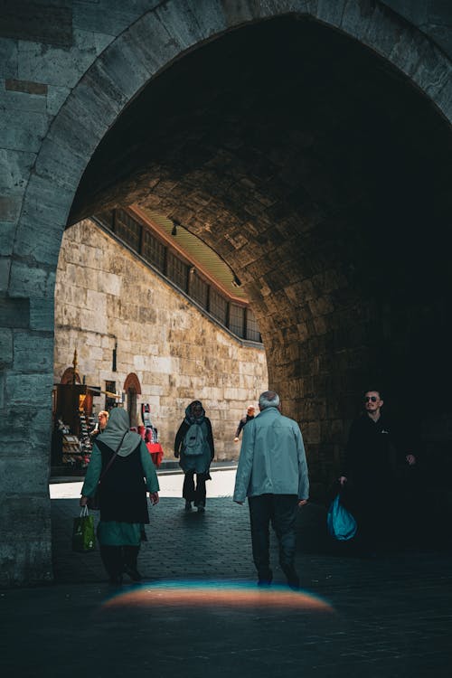 People Walking in Tunnel in Istanbul