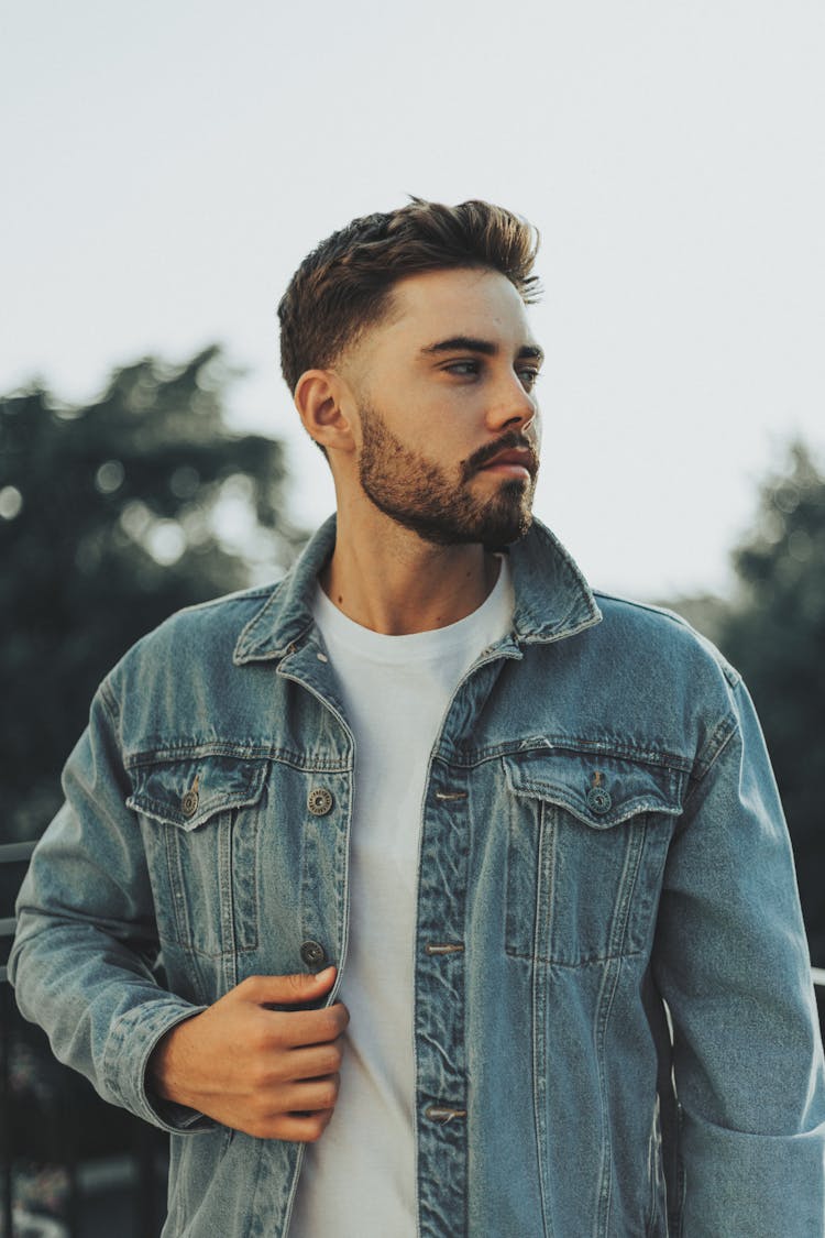 Model In Blue Denim Jacket