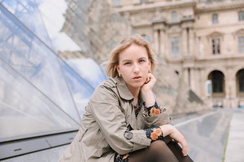 Tourist by Louvre Pyramid