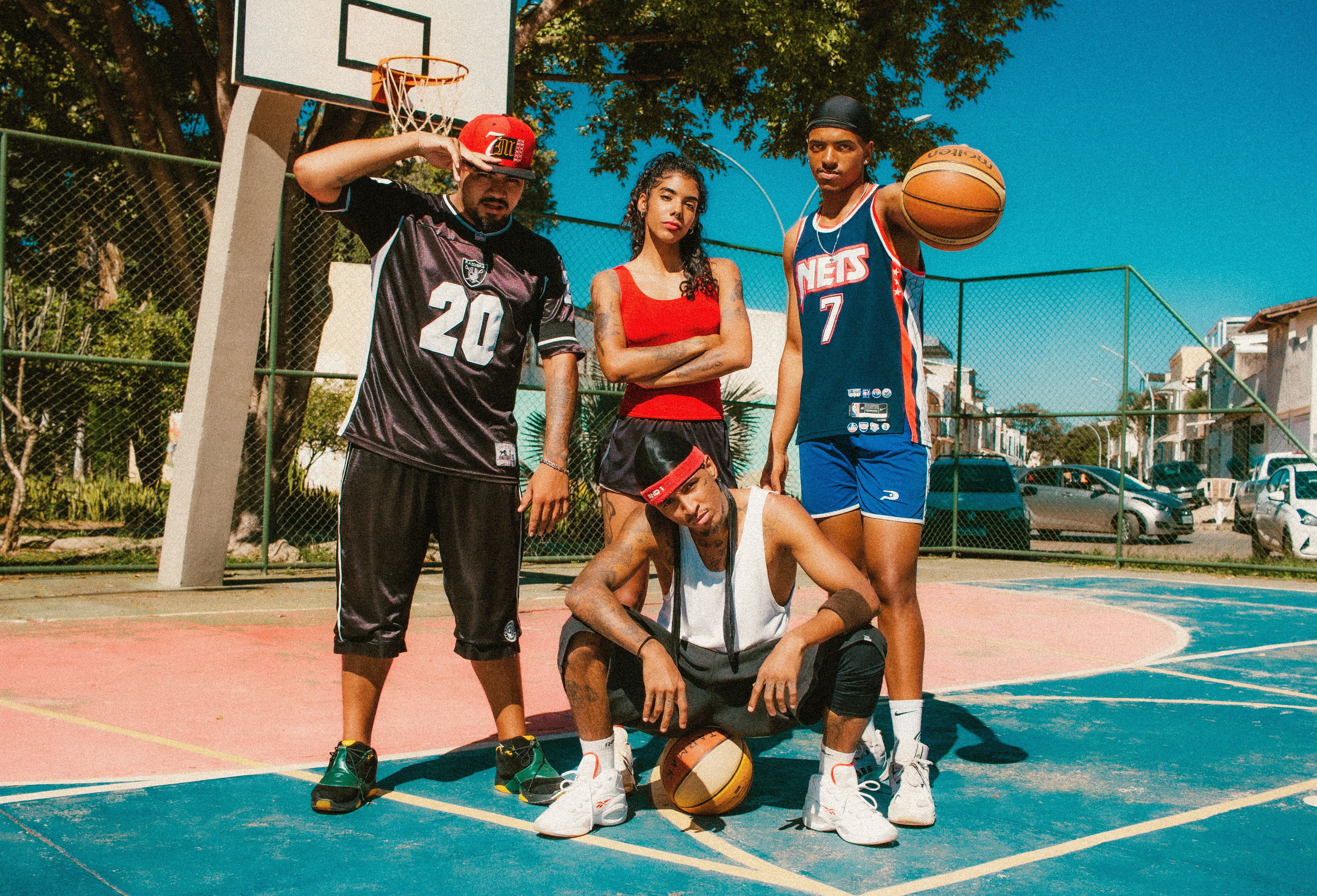 Students at the basketball court