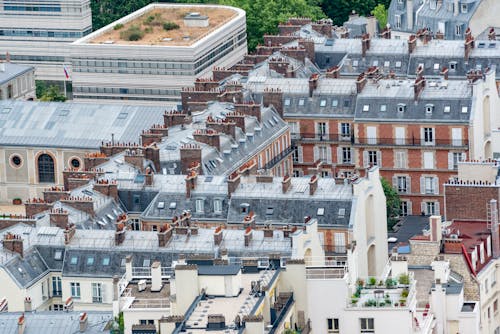 Aerial View of Parisian Houses, Paris, France 