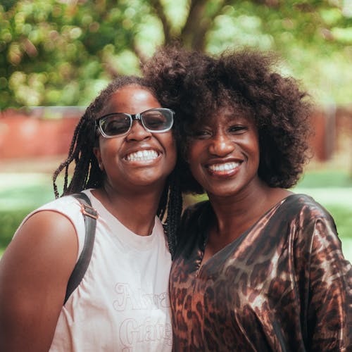 Portrait of Two Friends Smiling 