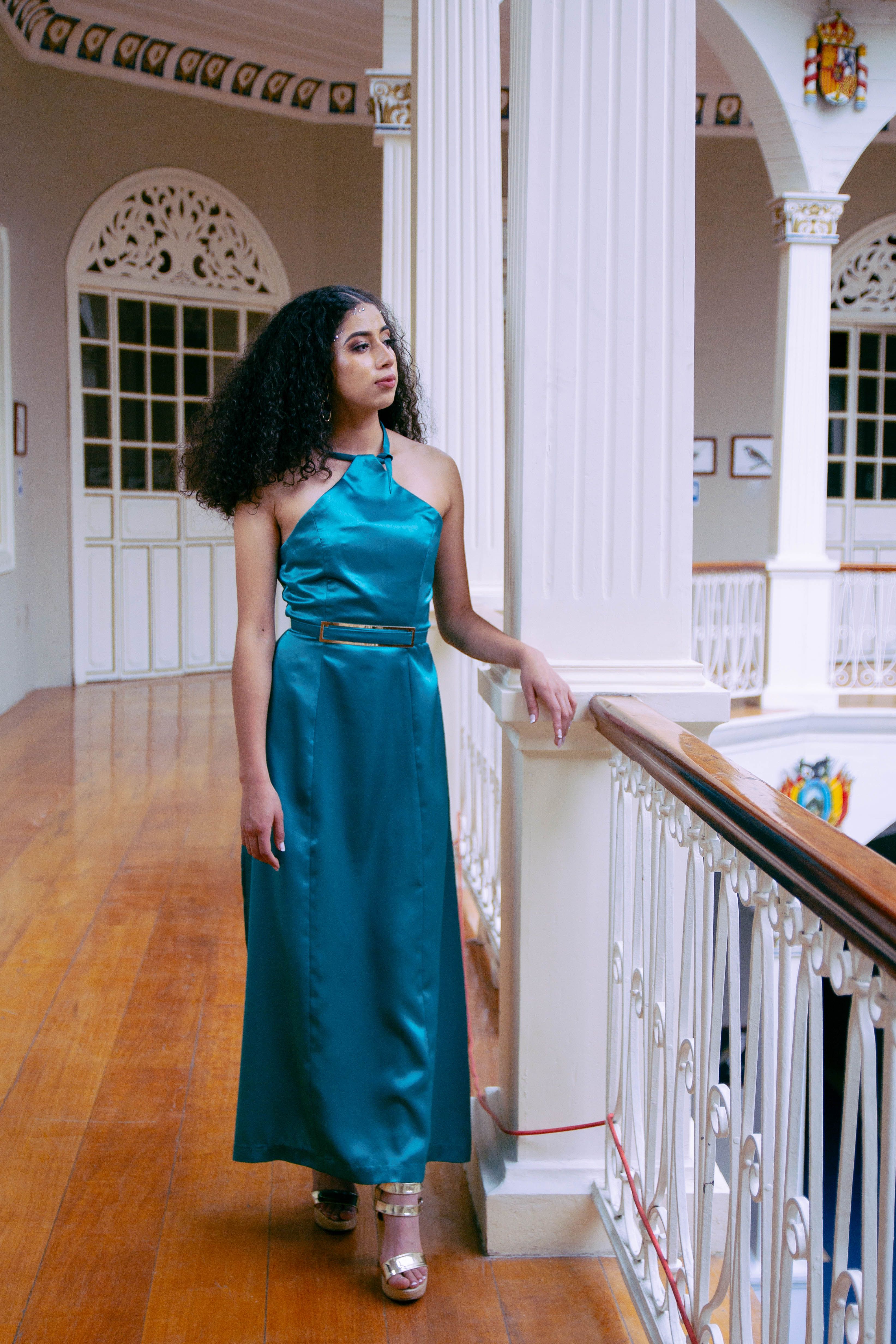 Young Woman Wearing an Elegant Blue Dress and High Heels  Free Stock Photo
