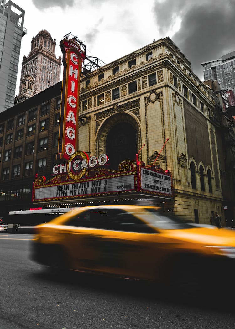 Passing Cars Near Chicago Theater