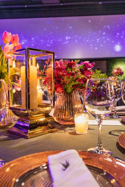 An Elegant Table Setting at a Banquet 