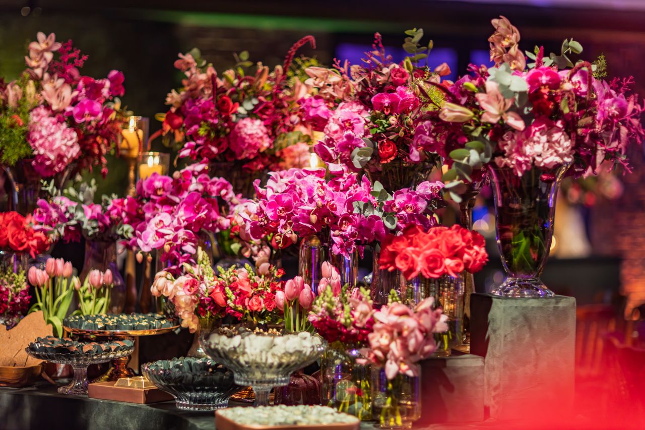 colorful floral arrangements create a stunning centerpiece for celebra
