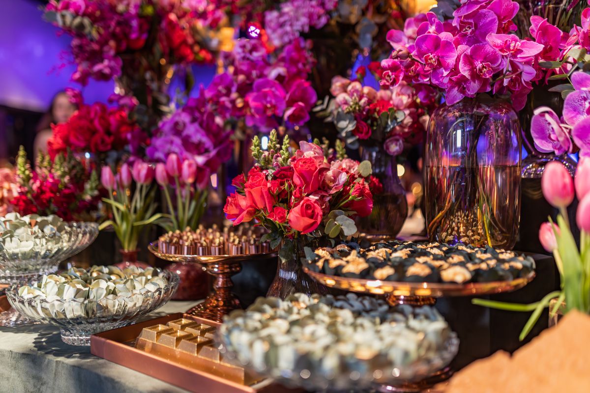 Elegant candy and chocolate dessert display