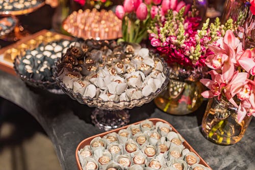 Chocolate and Candy on the Table in an Elegant Setting at a Celebration 