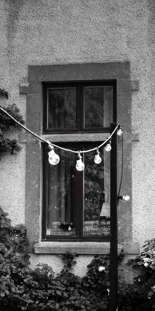 Light Bulbs Hanging near Building Window