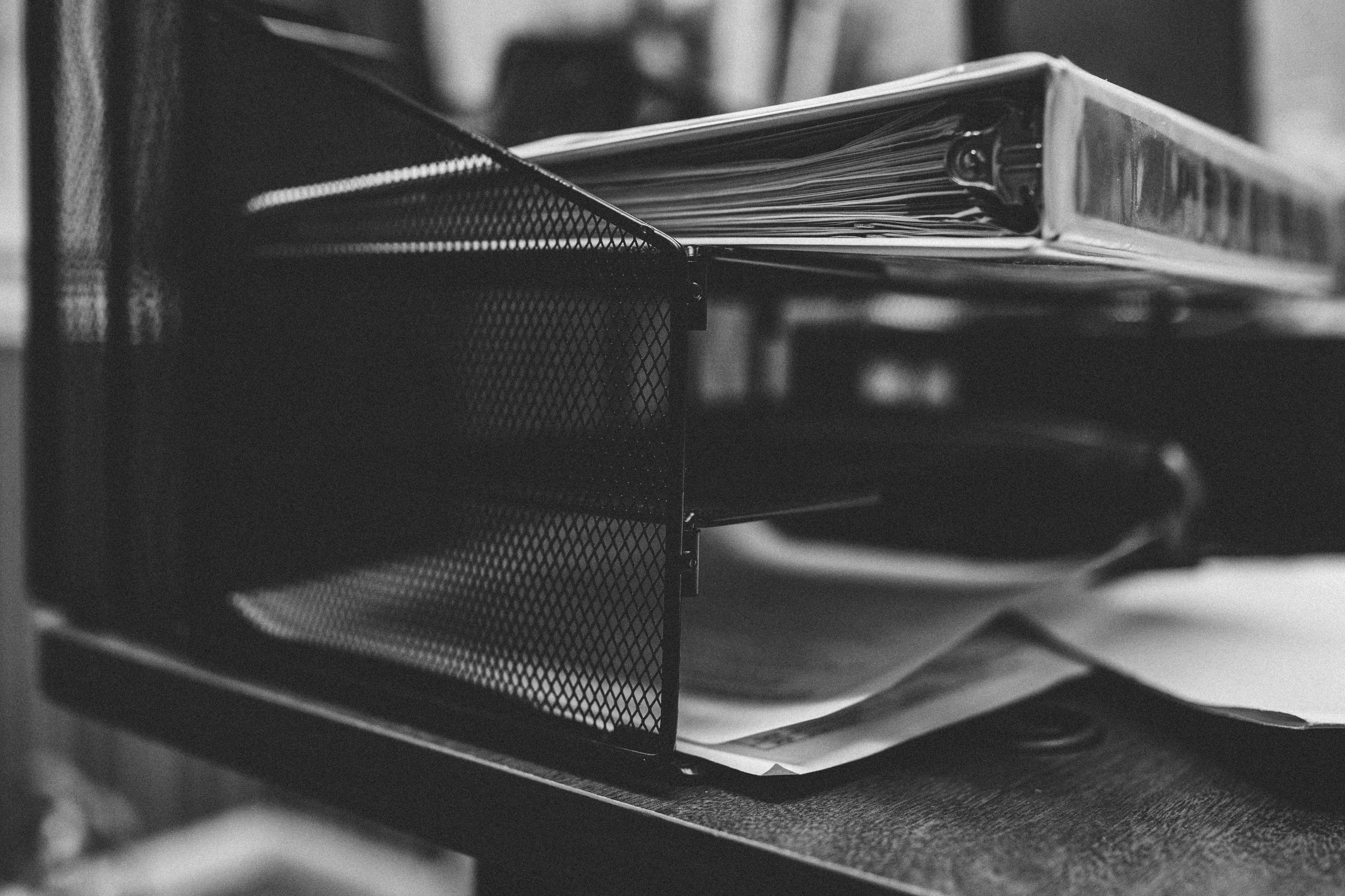 Free stock photo of area, binder, black and white