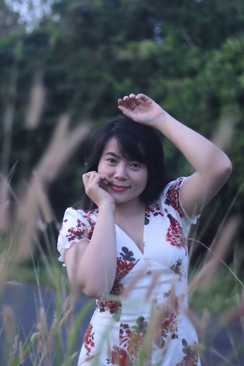 Brunette in Field in Summer